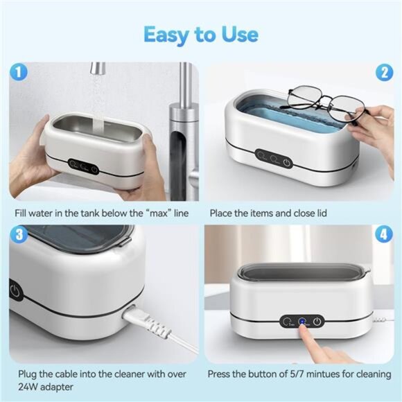 Ultrasonic Jewelry Cleaner Professional 48KHz Machine for Rings Glasses Watch - Picture 6 of 7